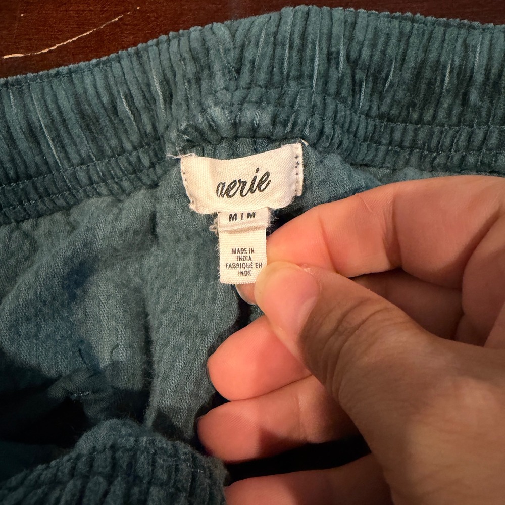 AERIE Women Corduroy Wide Leg Pants‎ Size M Relaxed Drawstring Boho Casual Soft - Picture 7 of 12